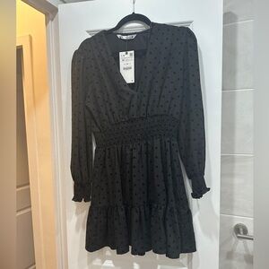 Black polka dot Zara dress
